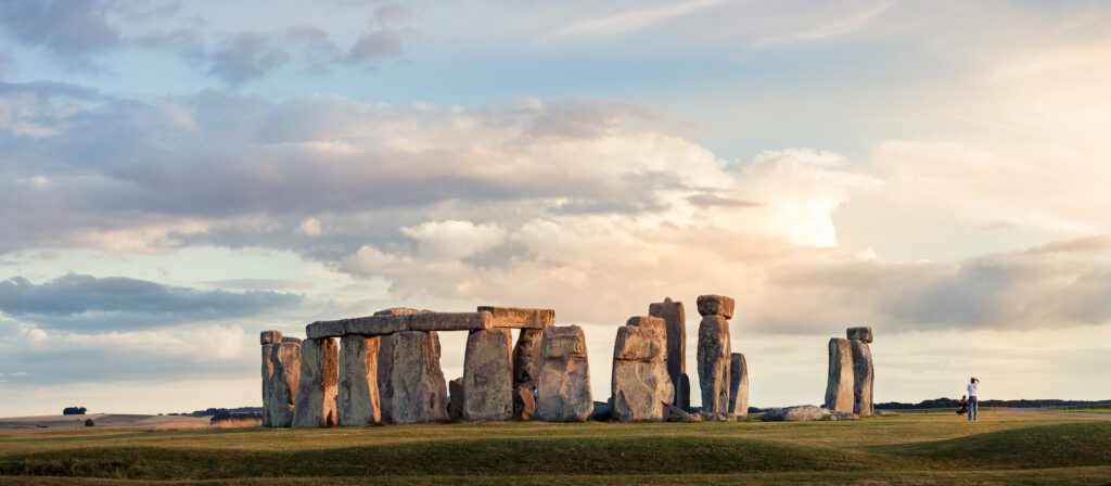 Great sunset scene in Stonehenge, Wiltshire, England